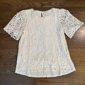 eri + ali ANTHROPOLOGIE lace T shirt top size XL Women's